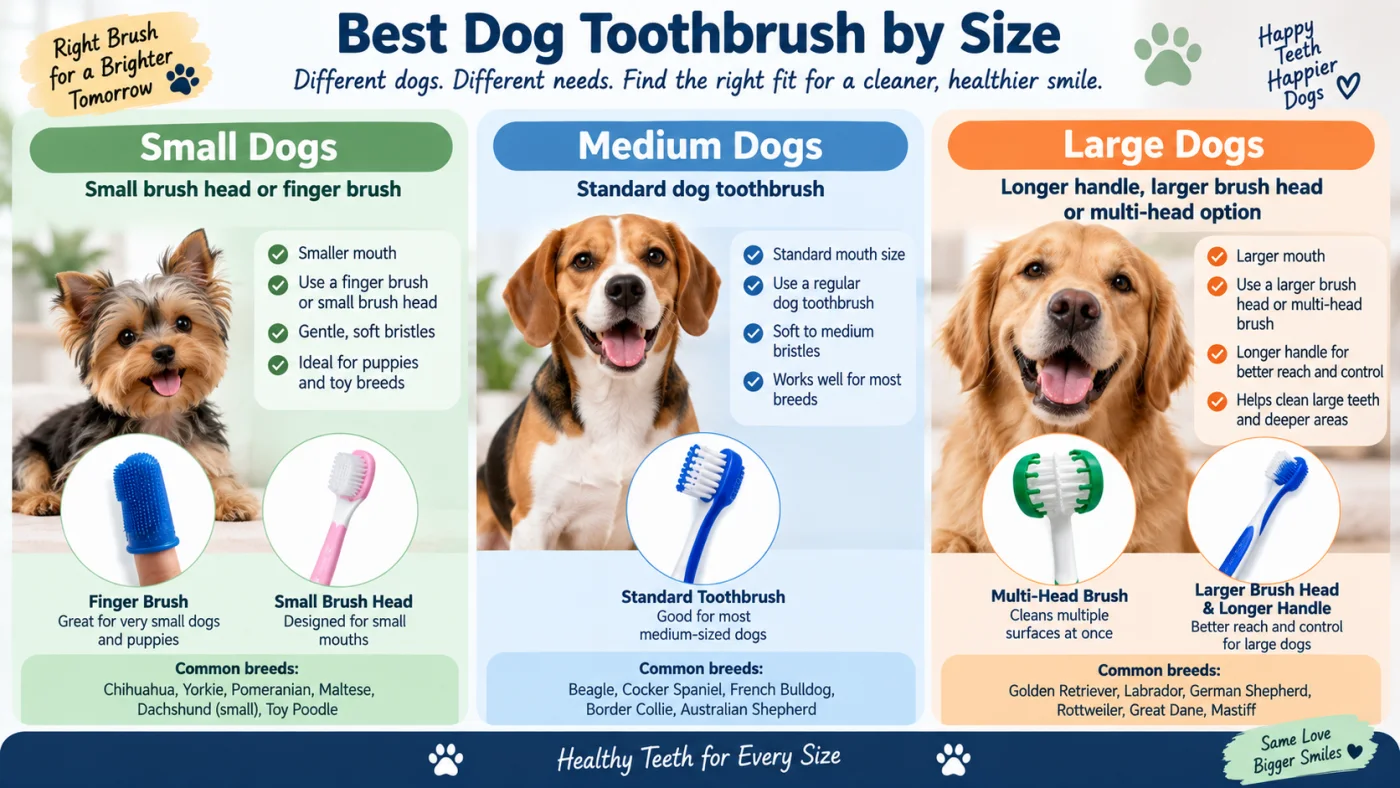Best dog toothbrush by size for small, medium and large dogs