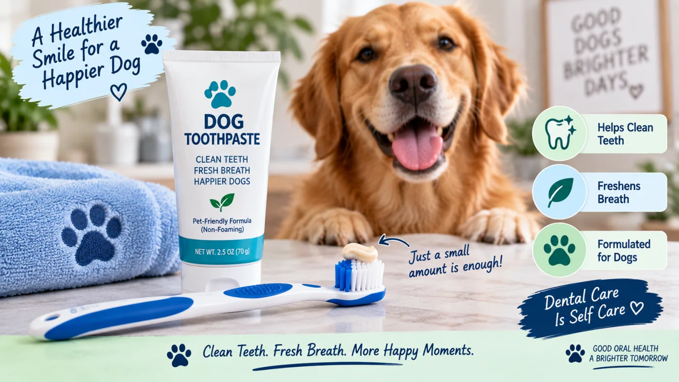 Dog toothbrush used together with dog-specific toothpaste