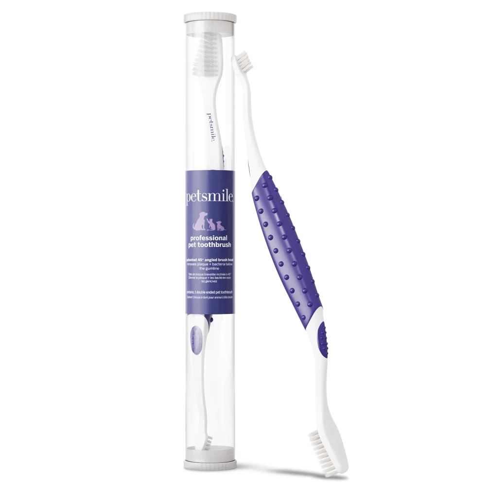 Petsmile Professional Pet Toothbrush with a dual-ended, angled brush head
