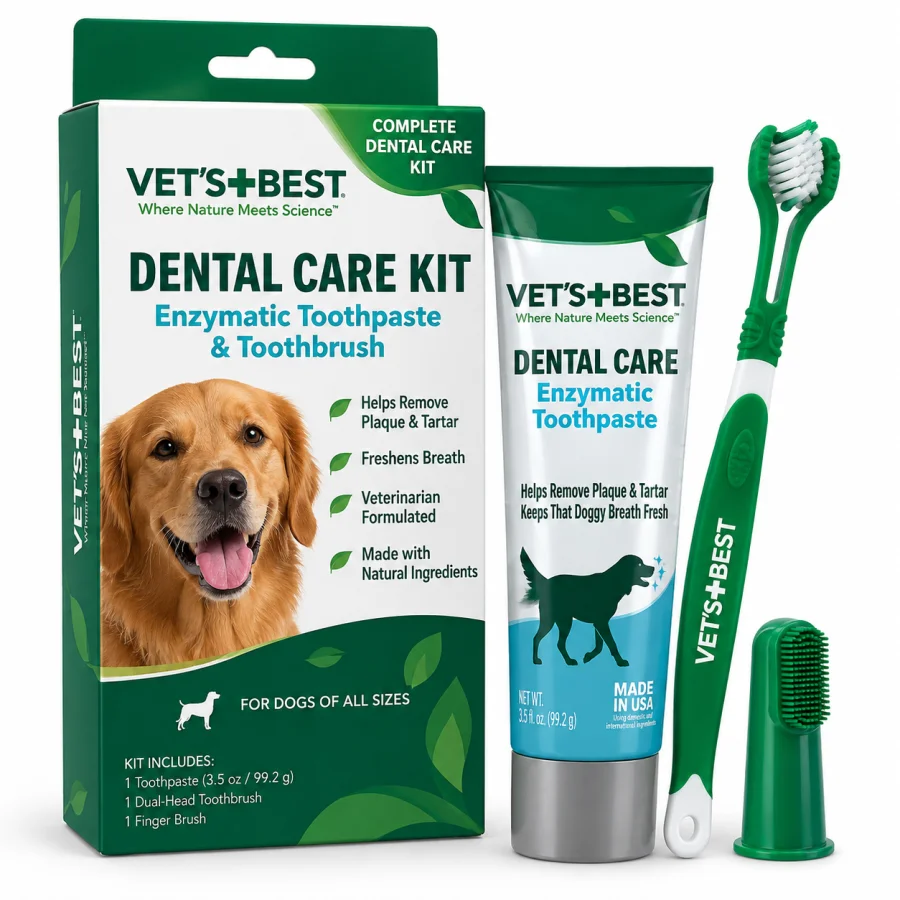 Vet's Best Dog Toothpaste and Toothbrush Dental Care Kit