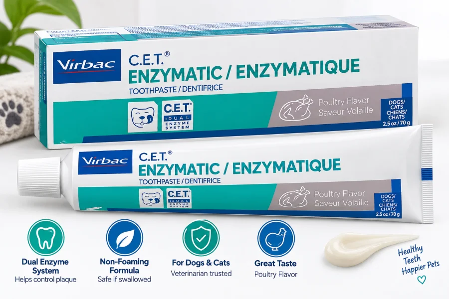 Virbac C.E.T. enzymatic dog toothpaste, our featured pick for regular brushing