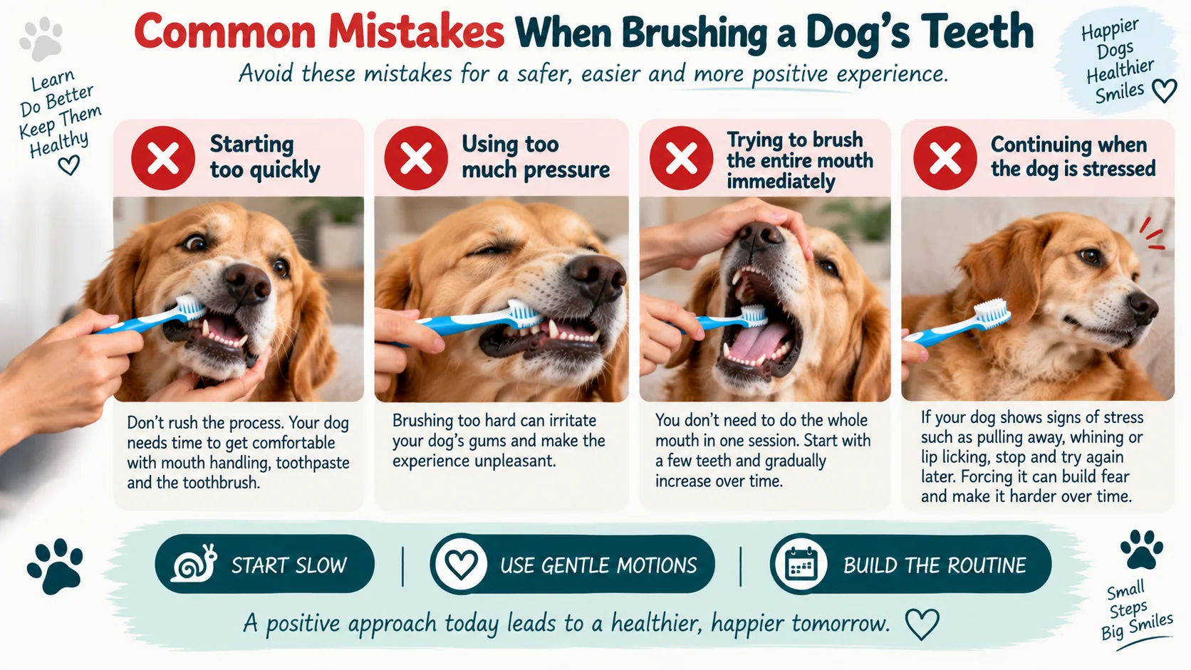 Common mistakes when brushing a dog's teeth