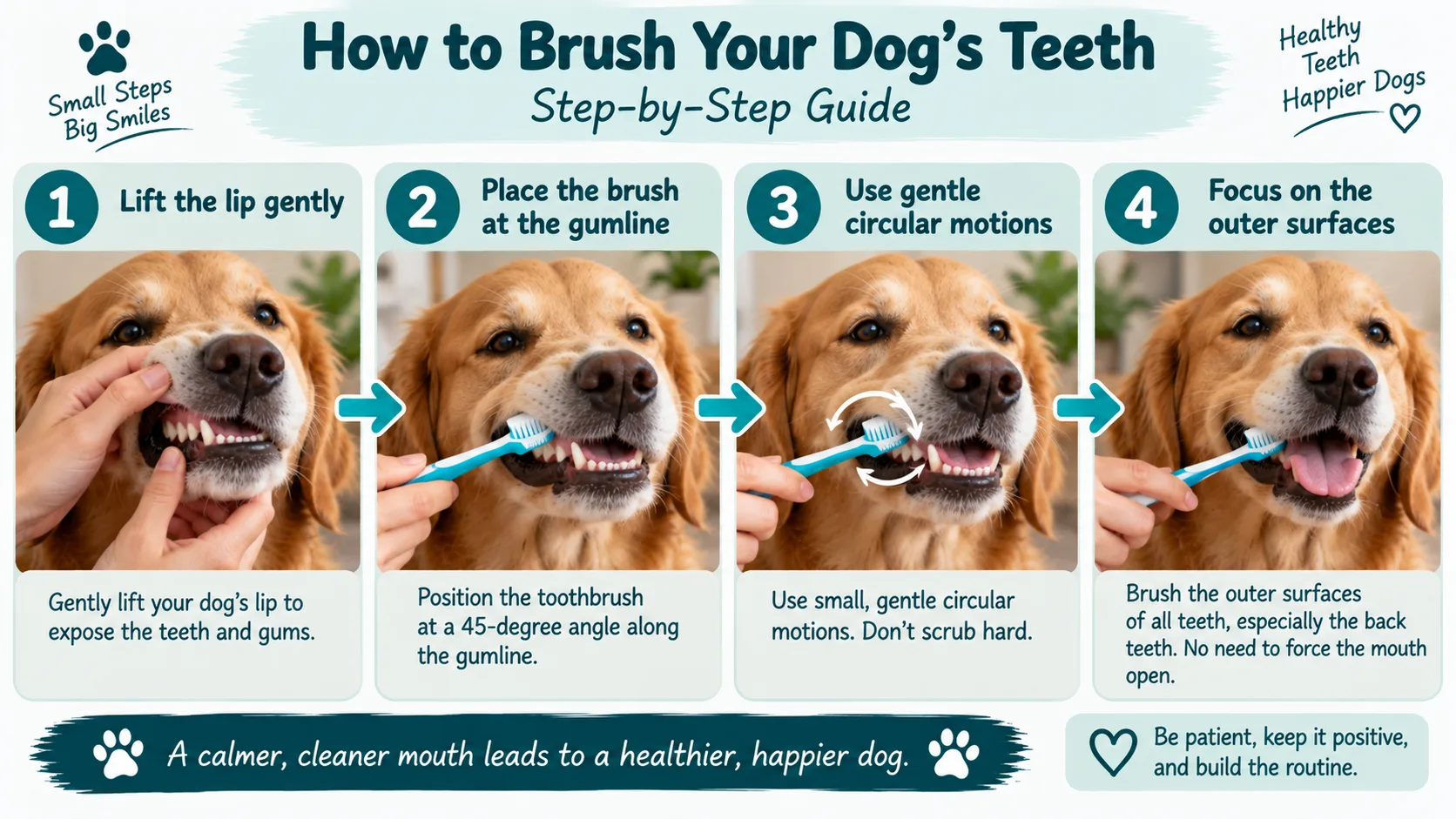 Step-by-step guide to brushing a dog's teeth