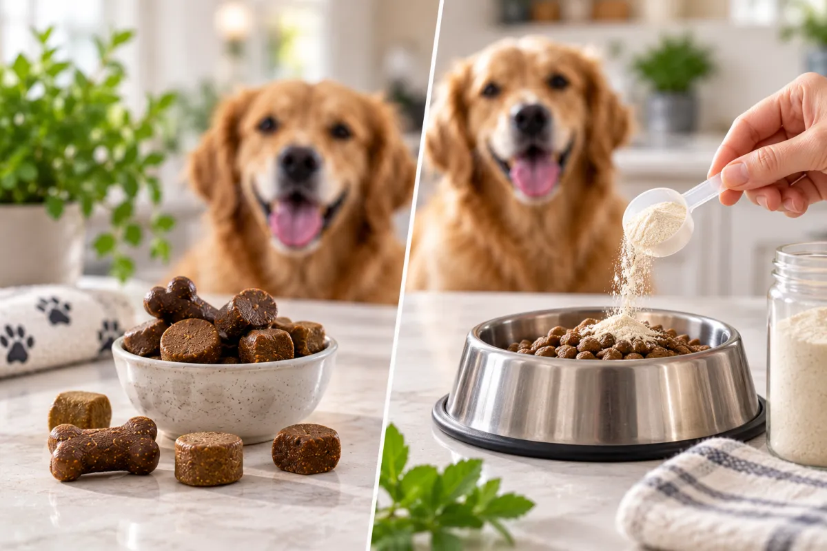 Dog probiotic chew compared with probiotic powder as two feeding formats