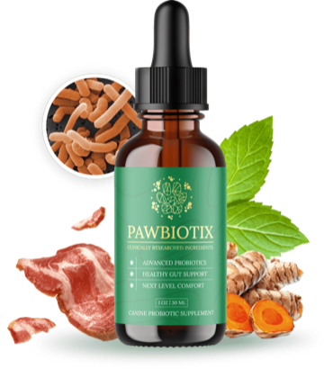 PawBiotix dog probiotic jar, a 60-day supply of canine gut-health support