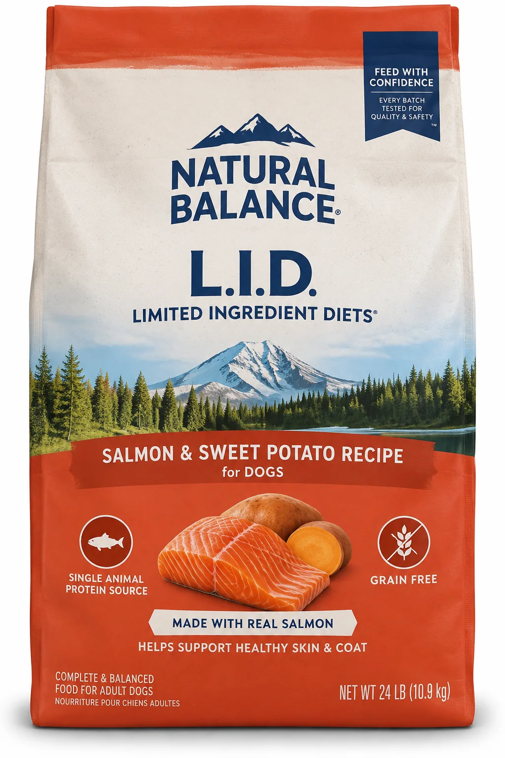 Natural Balance L.I.D. Salmon and Sweet Potato dog food bag
