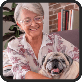 Grace Rees with her pug, Lola