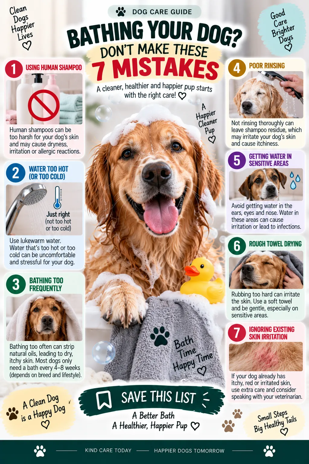 Infographic: 7 dog bathing mistakes that can irritate their skin