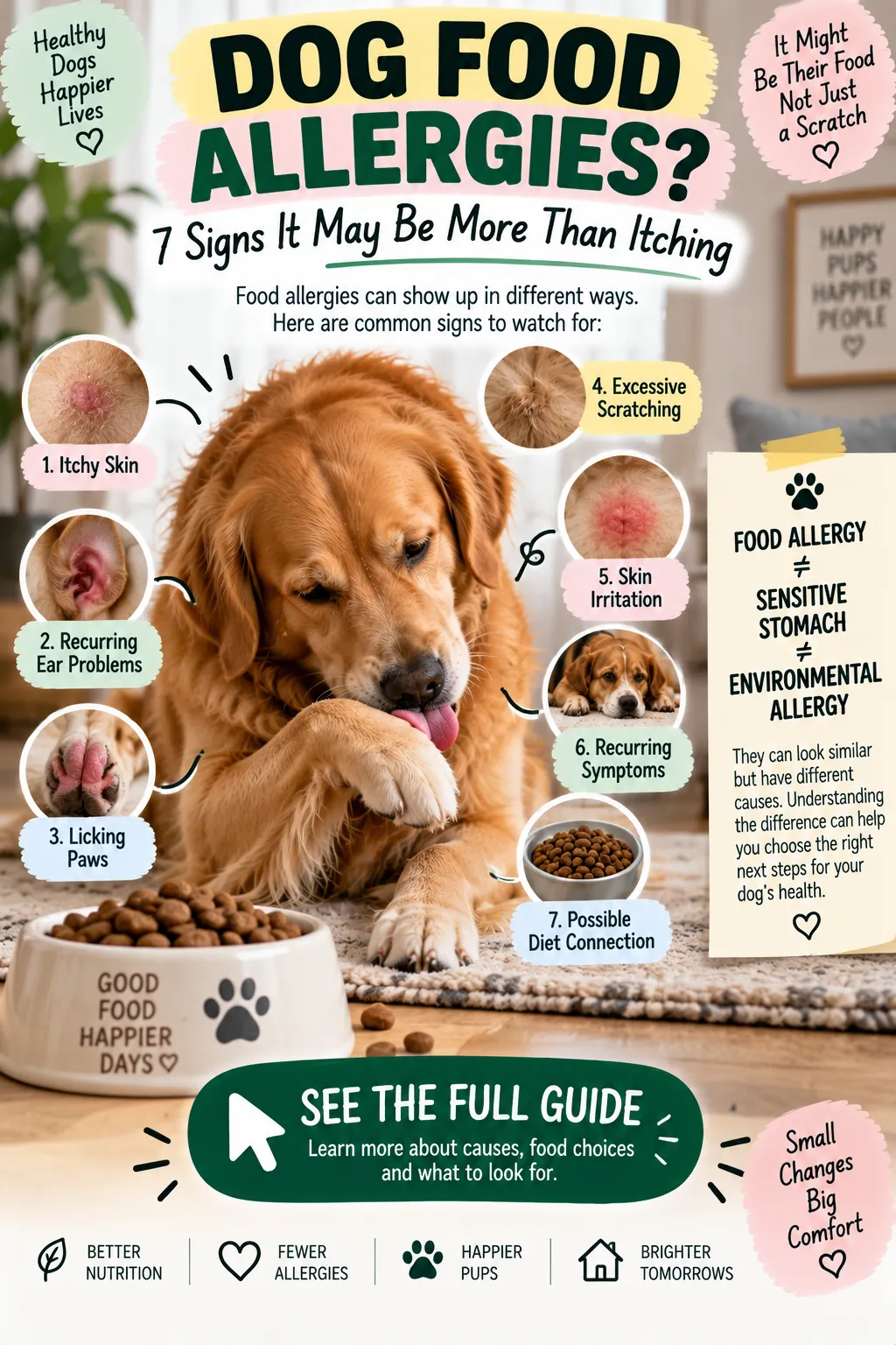 Infographic: dog food allergies, 7 signs it may be more than itching