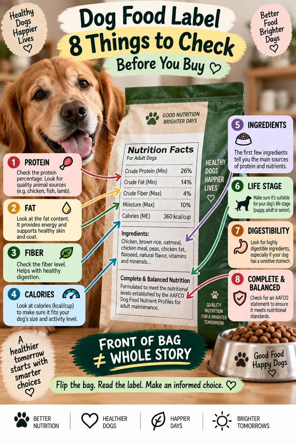 Infographic: dog food label, 8 things to check before you buy