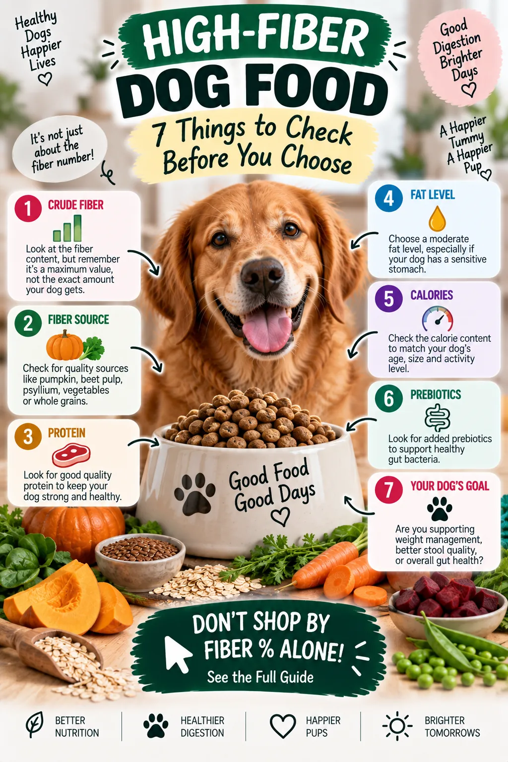 Infographic: high-fiber dog food, 7 things to check before choosing