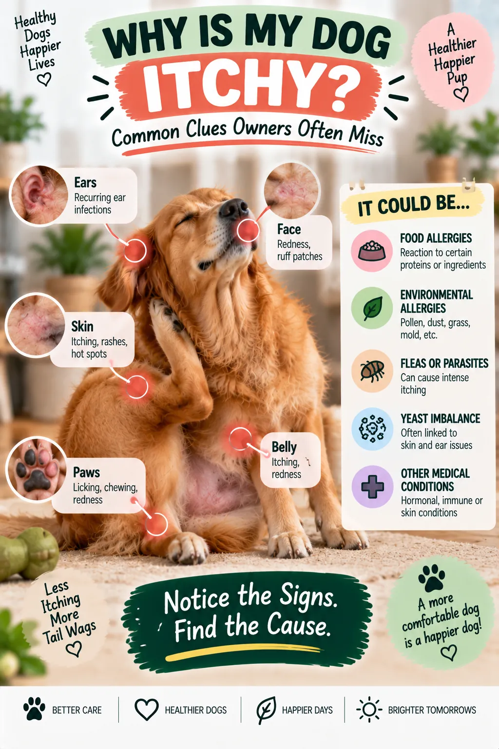 Infographic: why is my dog itchy, common clues owners often miss